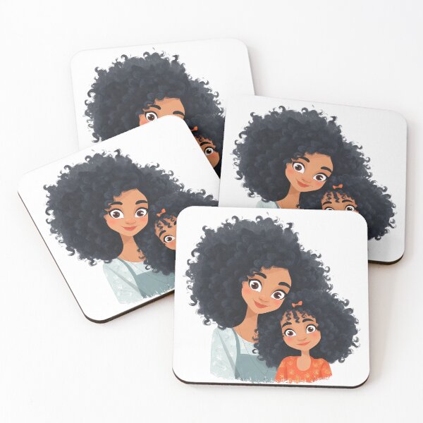 Item preview, Black Mom and Daughter Afro Hair Mother's Day Portrait designed and sold by BigStar-Cart.
