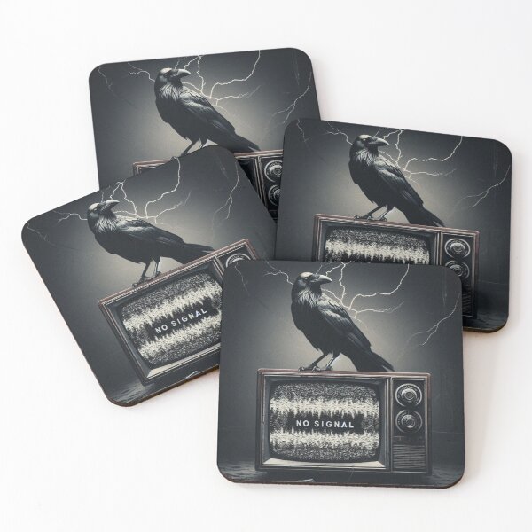Item preview, No Signal Raven – Surreal Tech Emblem designed and sold by Dogandesighn.