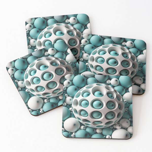 Item preview, Turquoise and White 3D Sphere Abstract Pattern designed and sold by Kaleidoscope Print.