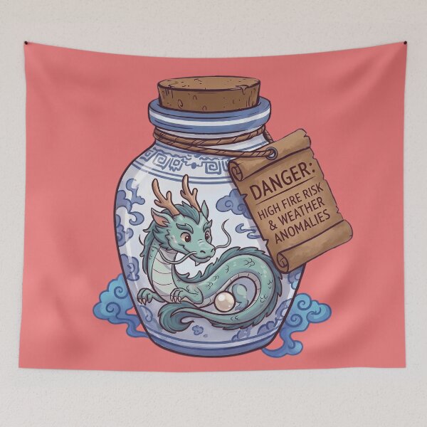 Item preview, Cute Chinese Dragon in Porcelain Jar - Aesthetic Mythology Art designed and sold by MythoWorldddd.