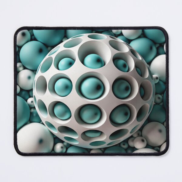 Item preview, Turquoise and White 3D Sphere Abstract Pattern designed and sold by Kaleidoscope Print.