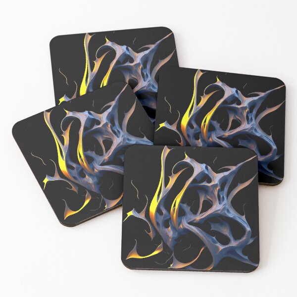 Item preview, Alien Energy Structure - Dark Abstract Liquid Metal with Golden Light designed and sold by Peter Kraaibeek | Generative Designs and Car Art.