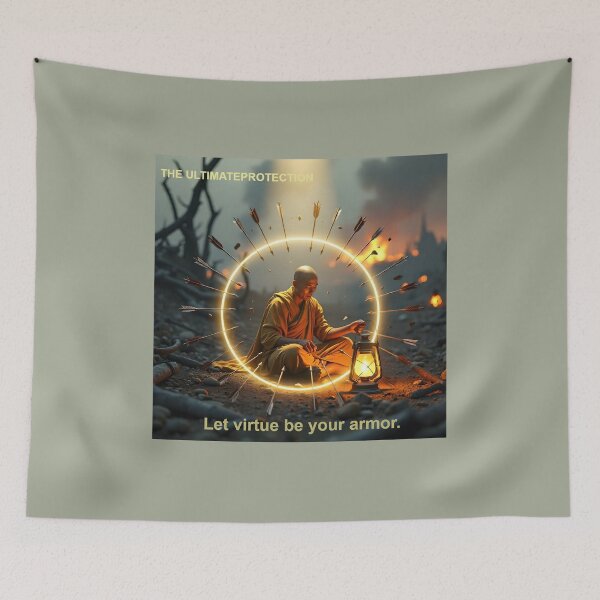 Item preview, The Ultimate Protection — Let Virtue Be Your Armor | Monk in Battlefield Illustration designed and sold by Creative-RE.