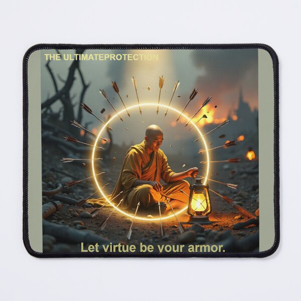 Item preview, The Ultimate Protection — Let Virtue Be Your Armor | Monk in Battlefield Illustration designed and sold by Creative-RE.