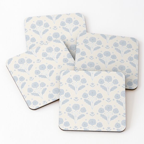 Item preview, Vintage block print floral | Powder blue cottagecore designed and sold by Illustrated by Nat.