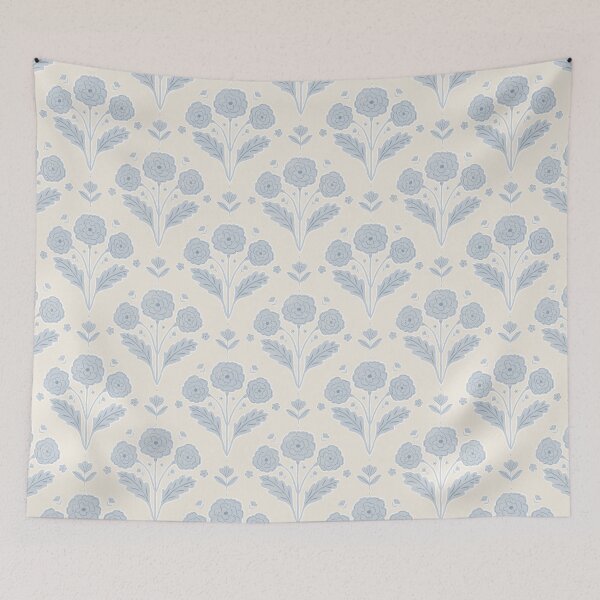 Item preview, Vintage block print floral | Powder blue cottagecore designed and sold by Illustrated by Nat.