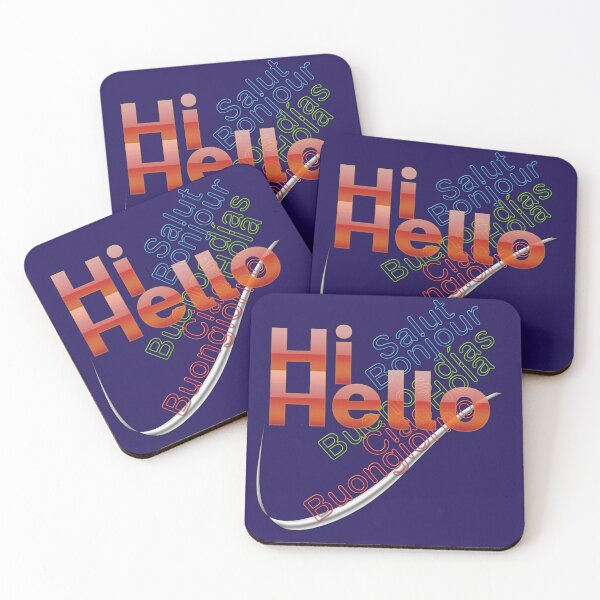 Item preview, "Hi, Hello" in English, then in French, Spanish and Italian. designed and sold by Alan-David.