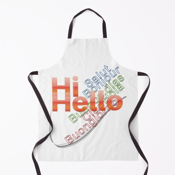 Item preview, "Hi, Hello" in English, then in French, Spanish and Italian. designed and sold by Alan-David.