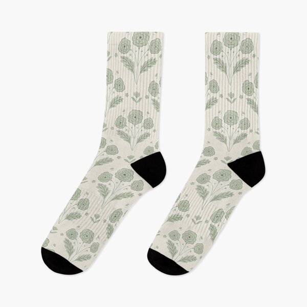 Item preview, Vintage block print floral | Sage green cottagecore designed and sold by Illustrated by Nat.