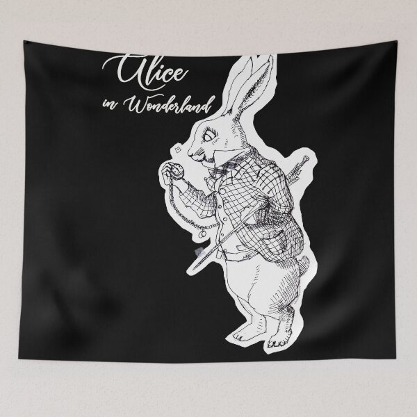 Item preview, Alice in Wonderland - The White Rabbit Looking At The Watch (ink drawing by ACCI) designed and sold by VanyssaGraphics.