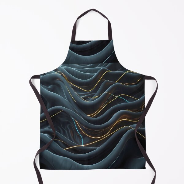 Item preview, Flowing charcoal fabric intertwined with glowing gold and cyan neon light trails. designed and sold by Dreamy Armine Art.