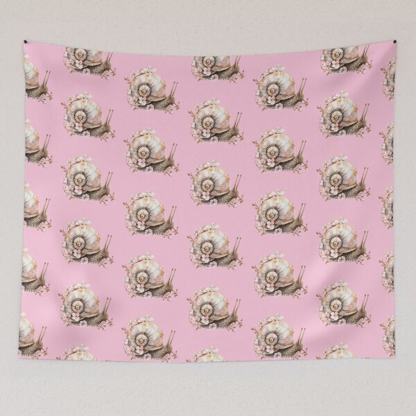 Item preview, Watercolor Floral  Snail & Spring Cherry Blossoms designed and sold by KubbyArt.