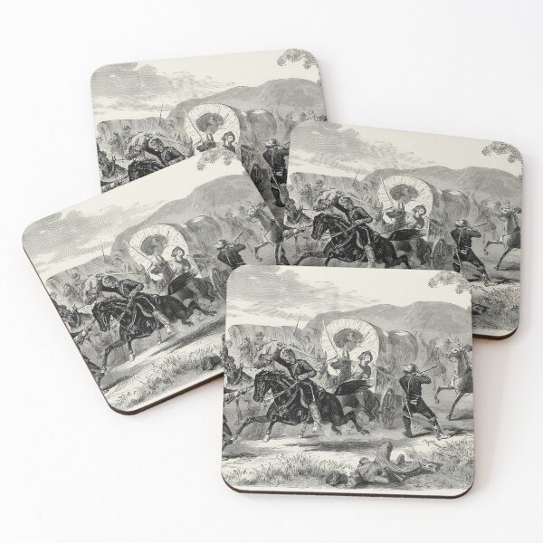 Item preview, Civil War Cavalry Battle Wagon Train Historic Illustration designed and sold by TheSoulOfArt.