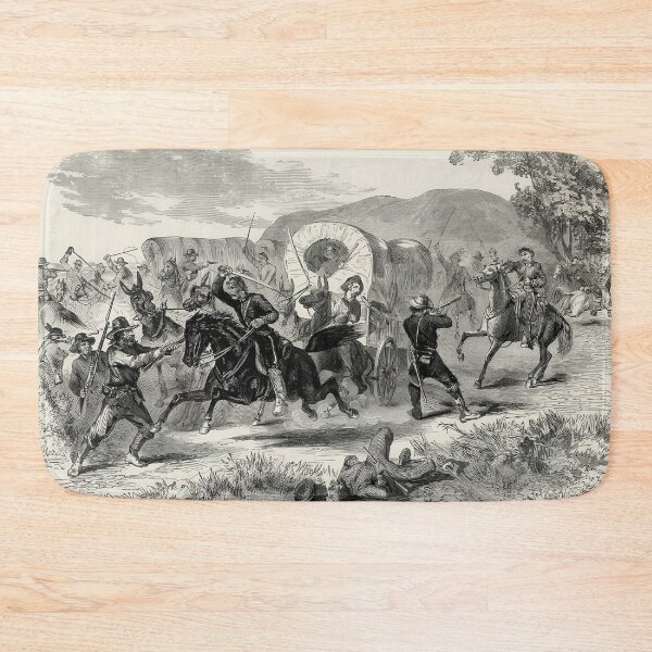 Item preview, Civil War Cavalry Battle Wagon Train Historic Illustration designed and sold by TheSoulOfArt.