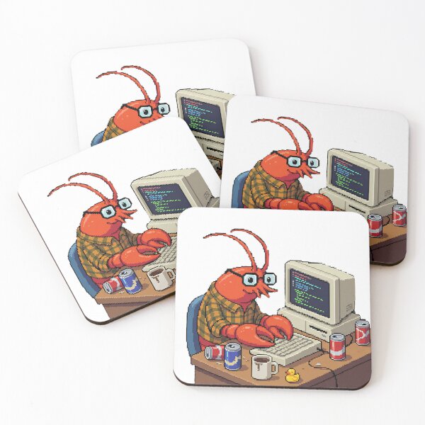 Item preview, Divertido programador de camarones en pixel art, humor retro de programación, regalo para desarrolladores designed and sold by viaigo.