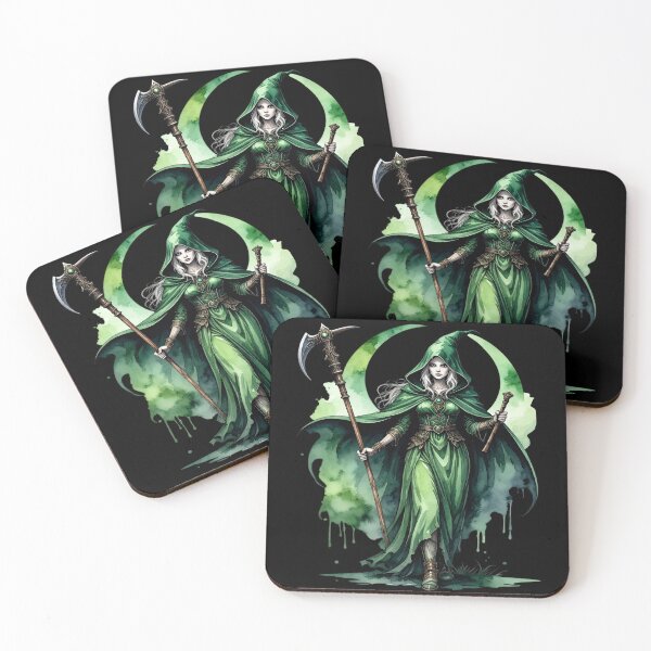 Item preview, Heiress of nature magic, druid woman in green watercolor style designed and sold by LiskoDesign.