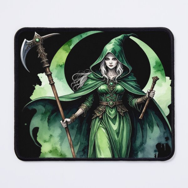 Item preview, Heiress of nature magic, druid woman in green watercolor style designed and sold by LiskoDesign.