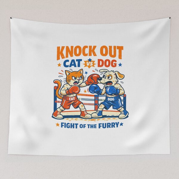 Item preview, Knockout Cat vs Dog Boxing Fight designed and sold by Matinez Pink.
