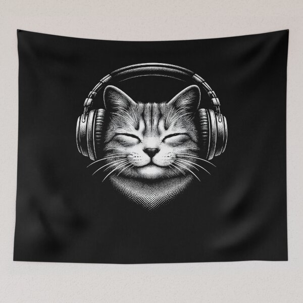 Item preview, Cool DJ Cat Headphones Funny Music Lover Design designed and sold by Artbyrome.