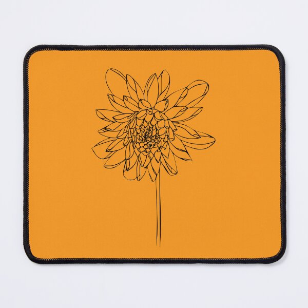 Item preview, Dahlia Flower, Line Drawing Symmetric Minimalist Aesthetic Natural Design Mustard Yellow designed and sold by SWSandraWechner.