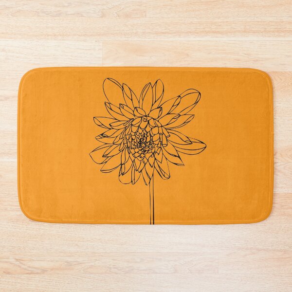 Item preview, Dahlia Flower, Line Drawing Symmetric Minimalist Aesthetic Natural Design Mustard Yellow designed and sold by SWSandraWechner.