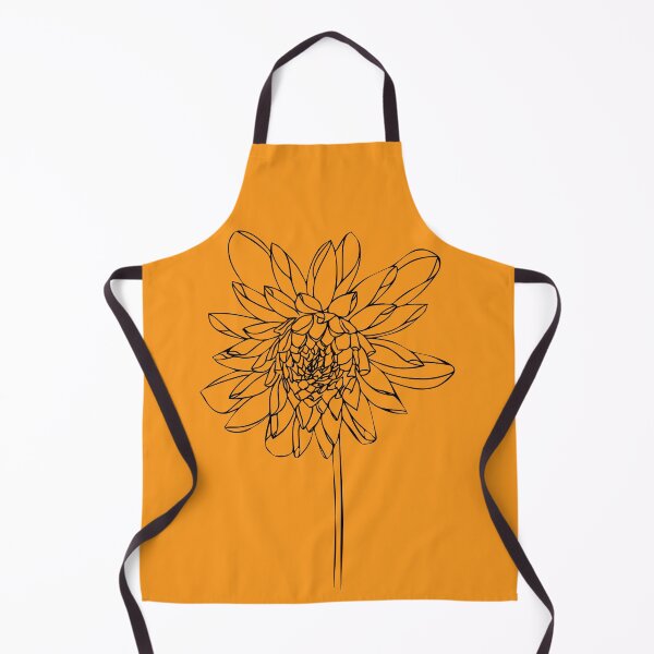 Item preview, Dahlia Flower, Line Drawing Symmetric Minimalist Aesthetic Natural Design Mustard Yellow designed and sold by SWSandraWechner.