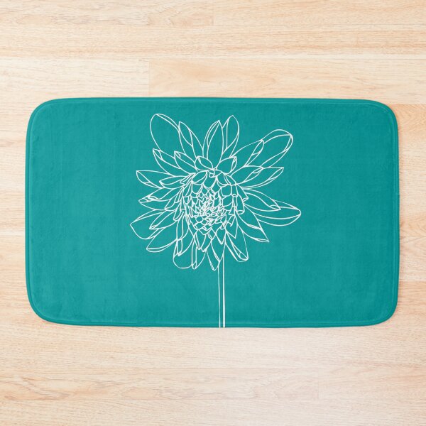 Item preview, Dahlia Flower, Line Drawing Symmetric Minimalist Aesthetic Natural Design Turquiose Cian designed and sold by SWSandraWechner.