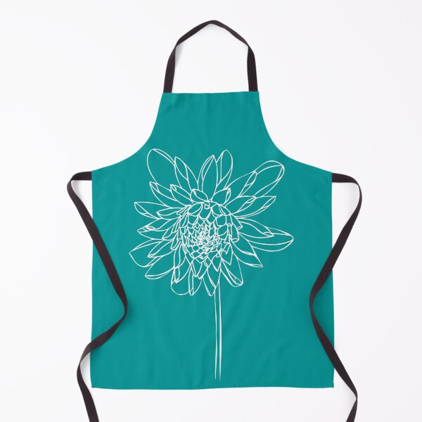 Item preview, Dahlia Flower, Line Drawing Symmetric Minimalist Aesthetic Natural Design Turquiose Cian designed and sold by SWSandraWechner.