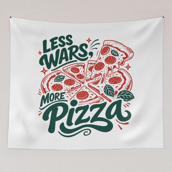 Item preview, Less Wars, More Pizza – Retro Pizzeria Graphic designed and sold by KiwyStudio.