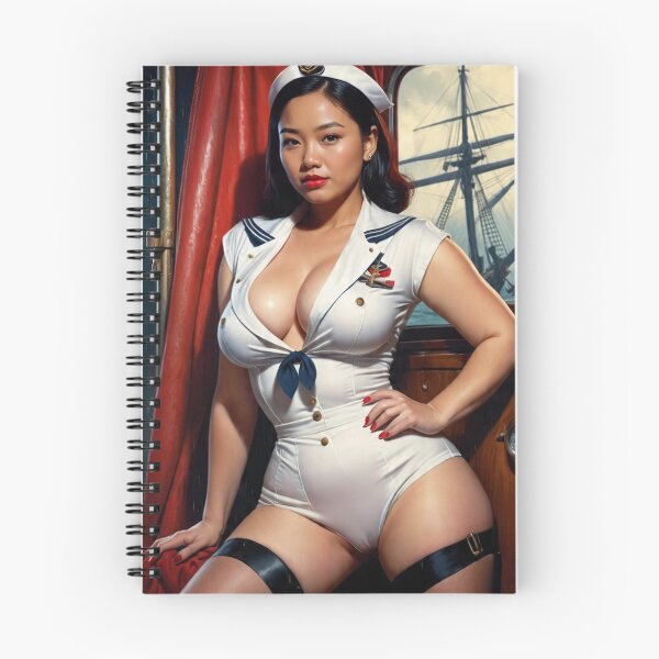 Item preview, Vintage Asian Pacific Islander Sailor Pin-Up Girl – 1940s Retro Nautical Art designed and sold by MissSaylor.