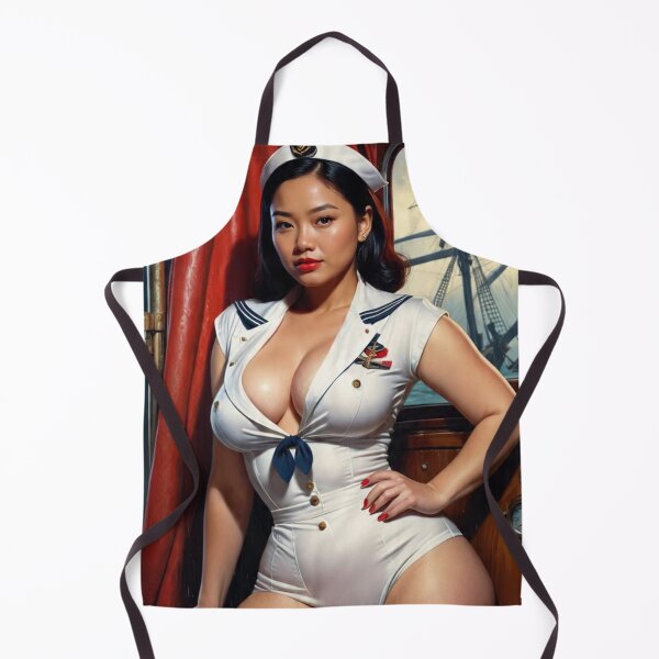 Item preview, Vintage Asian Pacific Islander Sailor Pin-Up Girl – 1940s Retro Nautical Art designed and sold by MissSaylor.