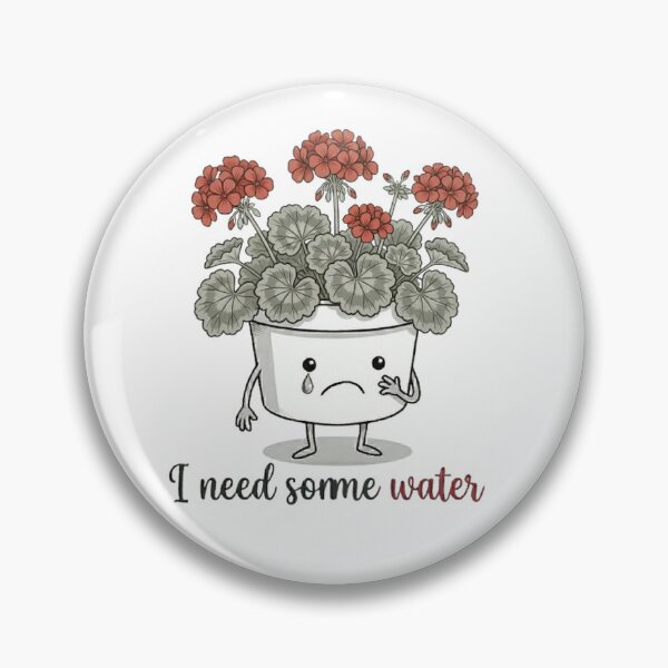 Item preview, I Need Water - Funny Crying Kawaii Pot with Red Flowers designed and sold by PoomDesign.