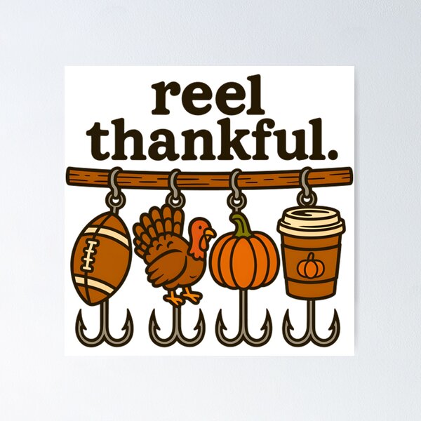 Item preview, Reel Thankful Funny Fishing Thanksgiving Fall Design designed and sold by Ojubilu.