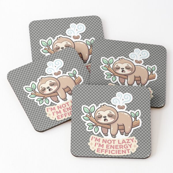 Item preview, Kawaii Sleepy Sloth - I'm Not Lazy I'm Energy Efficient Sticker designed and sold by R & K Fashions.