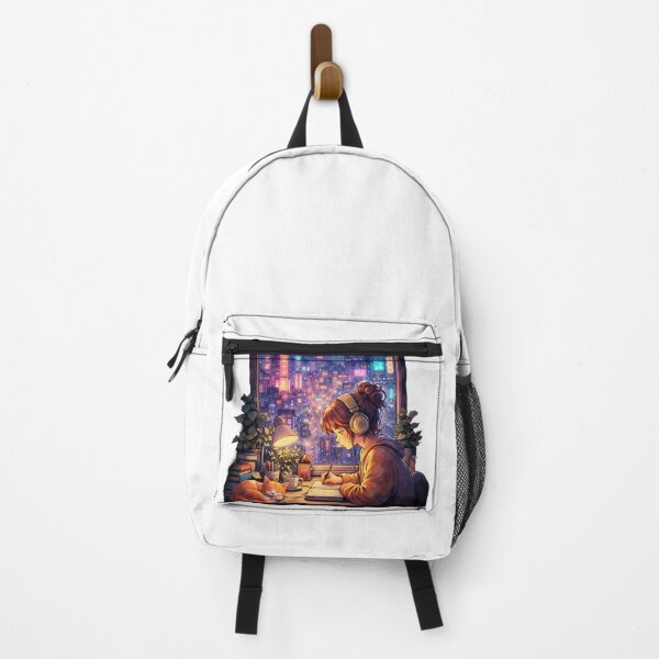 Item preview, Aesthetic Lofi Study Girl - Cozy Rainy Night Tokyo Cityscape designed and sold by Art-Selling.
