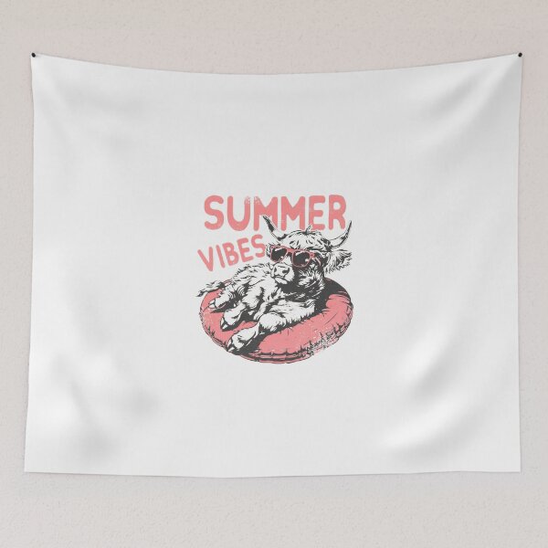 Item preview, Summer Vibes Highland Cow — Retro Pink Scottish Heifer in Pool Float designed and sold by Colorful-Garden.