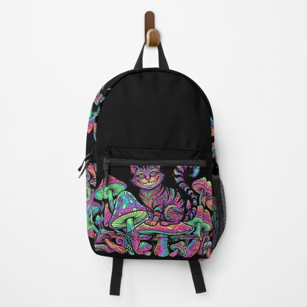 Item preview, Trippy Cheshire Cat in Wonderland Mushroom Forest Neon Art designed and sold by Rose Collection Shop.