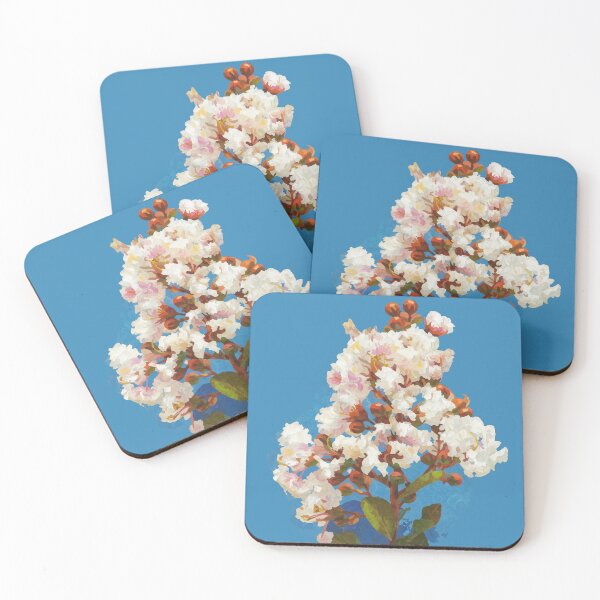 Item preview, White Flower Collage, impressionist collage style, blue sky designed and sold by SWSandraWechner.