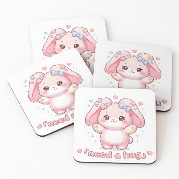 Item preview, Need A Hug Cute Bunny – Kawaii Emotional Support Sticker Pastel Aesthetic designed and sold by WorkVibe Studio.