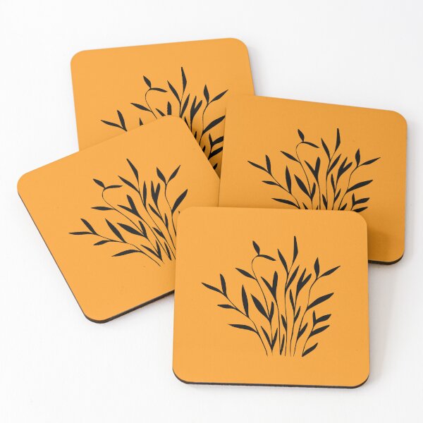 Item preview, Small Plant Line Drawing Symmetric Minimalist Aesthetic Natural Design Yellow Mustard designed and sold by SWSandraWechner.