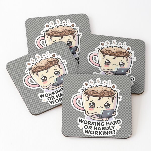 Item preview, Cute Tired Coffee Cup Character sticker - Working Hard or Hardly Working? designed and sold by R & K Fashions.