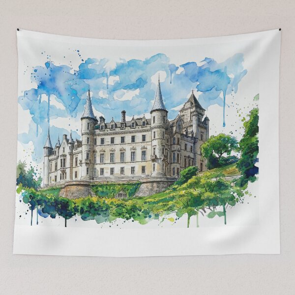 Item preview, Watercolour illustration of Dunrobin Castle, Sutherland, Scotland designed and sold by davidelder.