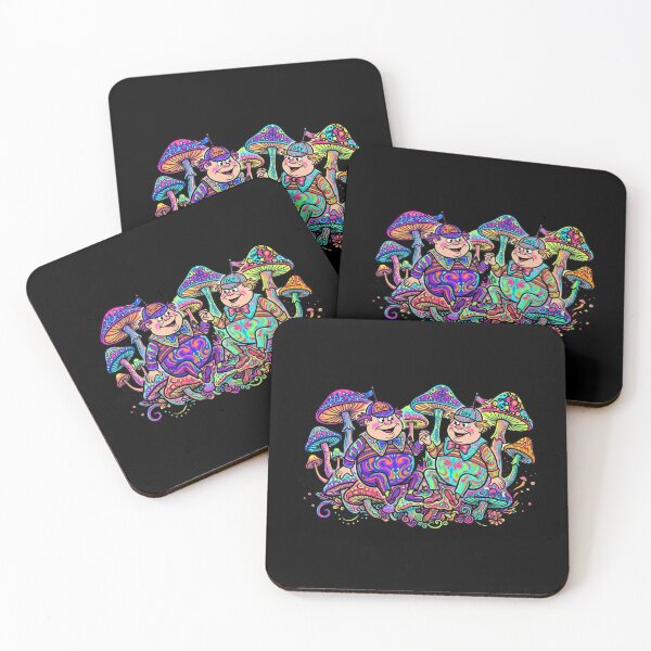 Item preview, Trippy Tweedle Dee and Tweedle Dum Psychedelic Mushroom Art designed and sold by Rose Collection Shop.