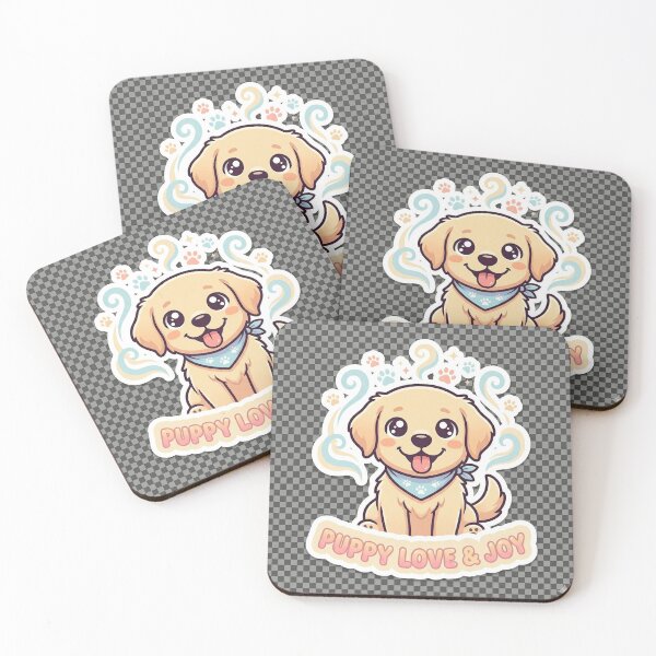 Item preview, Cute Golden Retriever Puppy 'Puppy Love & Joy' Kawaii Sticker designed and sold by R & K Fashions.