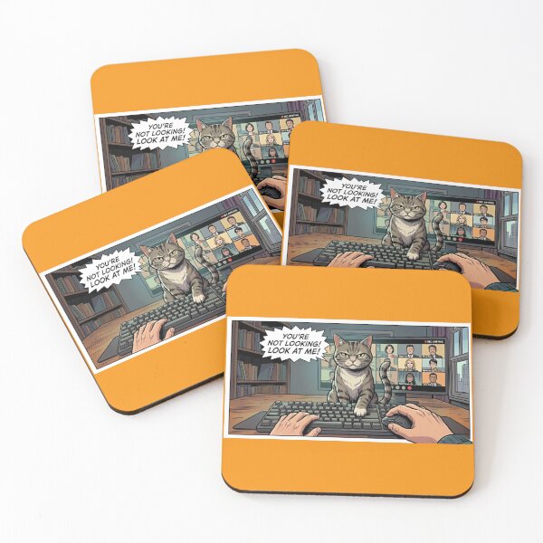 Item preview,  Angry Cat Interrupts Zoom Meeting – Funny Work From Home Cat Comic Art Print designed and sold by SammyMorry.