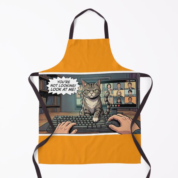Item preview,  Angry Cat Interrupts Zoom Meeting – Funny Work From Home Cat Comic Art Print designed and sold by SammyMorry.