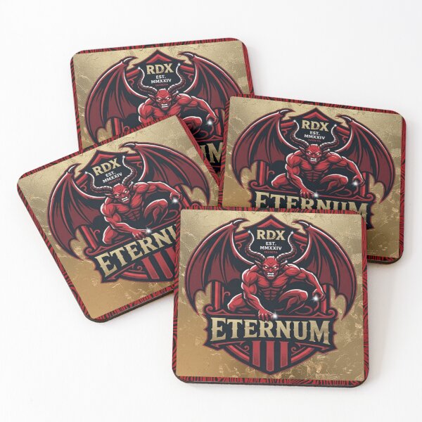 Item preview, Eternum RDX - Red and Gold Dark Fantasy Demon Logo designed and sold by Italian Ink Studio.