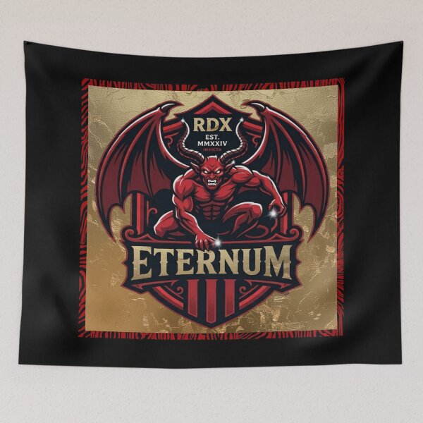 Item preview, Eternum RDX - Red and Gold Dark Fantasy Demon Logo designed and sold by Italian Ink Studio.