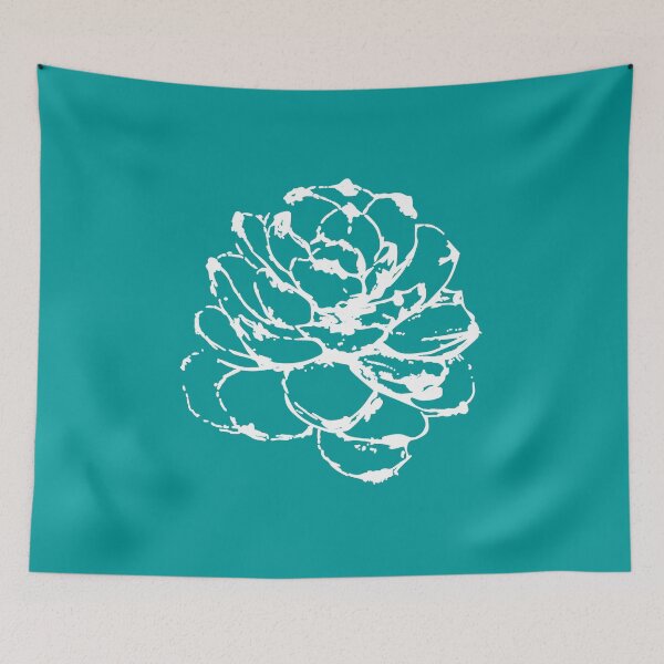 Item preview, Succulent plant, Line Drawing Symmetric Minimalist Aesthetic Natural Design Turquoise designed and sold by SWSandraWechner.