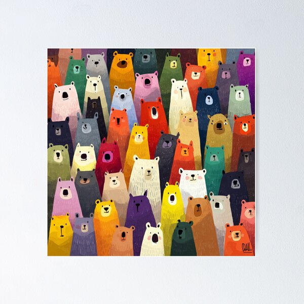 Item preview, Forest Multicolor Bears Pattern designed and sold by GrinGalore.